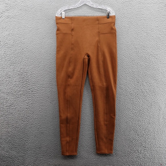 Spanx‎ Faux Suede Pull On Leggings Size XL Brown Womens Stretch Slimming - Picture 1 of 14